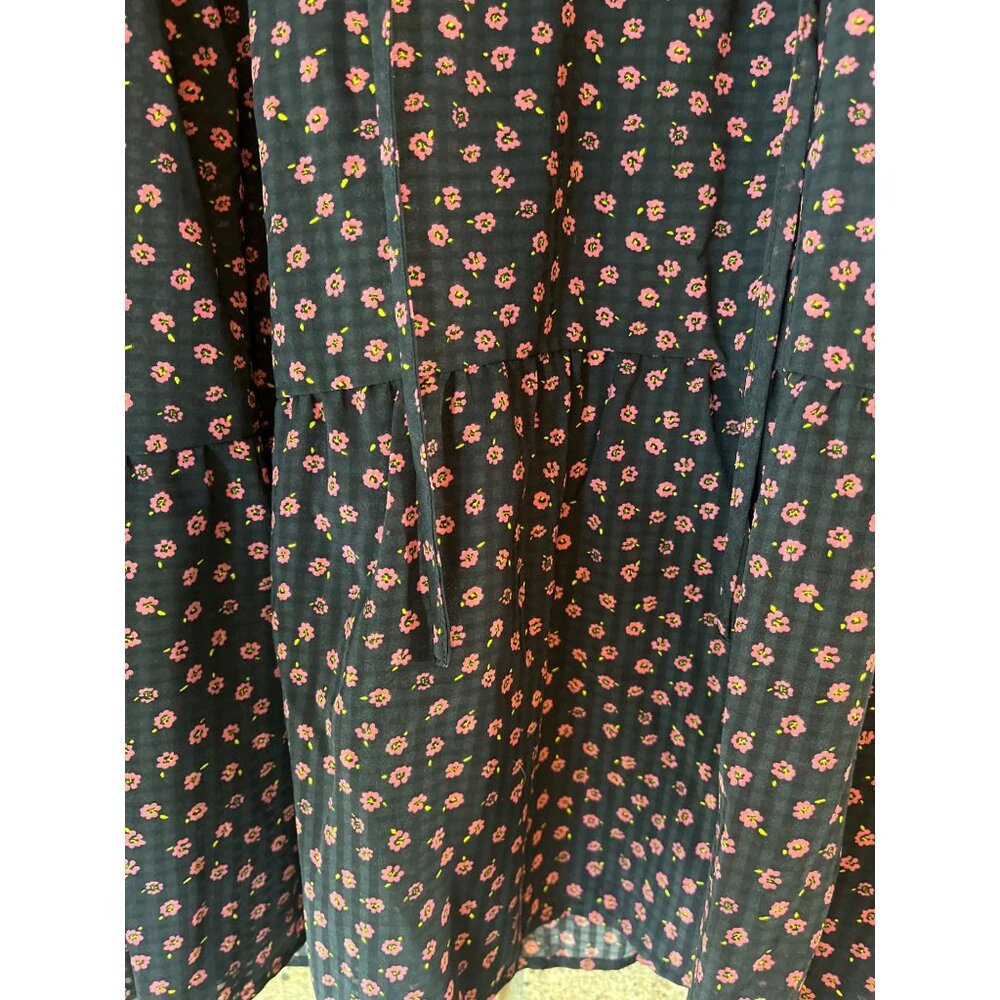 Womens On 34th Long Sleeve Floral Print Blouse Navy Pink Lightweight Ruffle Deta - Picture 4 of 8